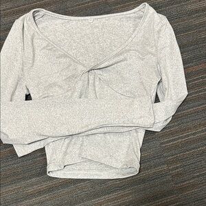 SHEIN Light Gray Long Sleeve Top